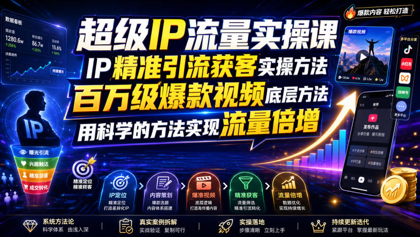 超级IP流量实操课,IP精准引流获客实操方法,百万级爆款视频底层方法,用科学的方法实现流量倍增-智富思维学堂