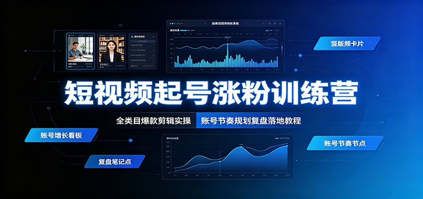 短视频起号涨粉训练营：全类目爆款剪辑实操，账号节奏规划复盘落地教程-智富思维学堂
