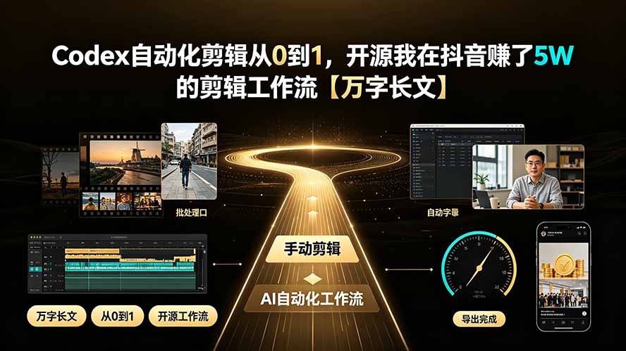 Codex自动化剪辑从0到1，开源我在抖音赚了5W 的剪辑工作流【万字长文】-智富思维学堂