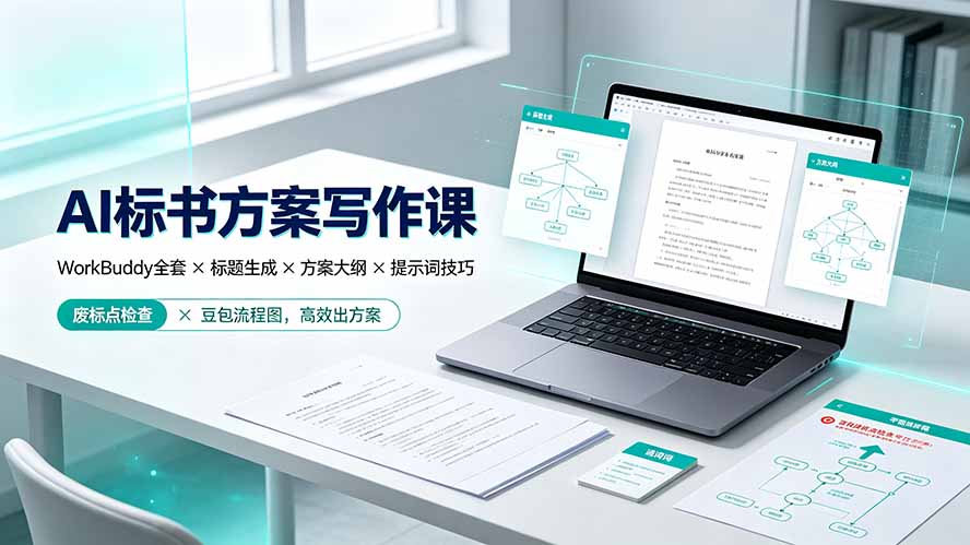 AI标书方案写作课：WorkBuddy全套×标题生成×方案大纲×提示词技巧×废标点检查×豆包流程图，高效出方案-智富思维学堂
