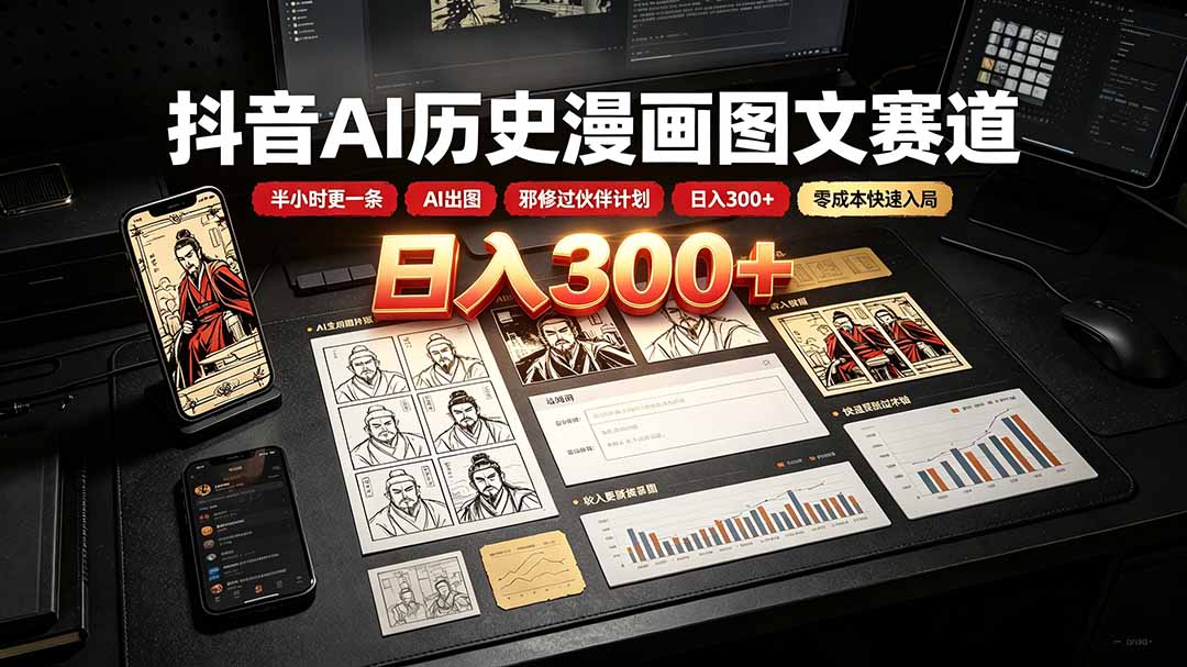 图片[2]-抖音AI历史漫画图文赛道：半小时更一条×AI出图×邪修过伙伴计划×日入300+，零成本快速入局-智富思维学堂