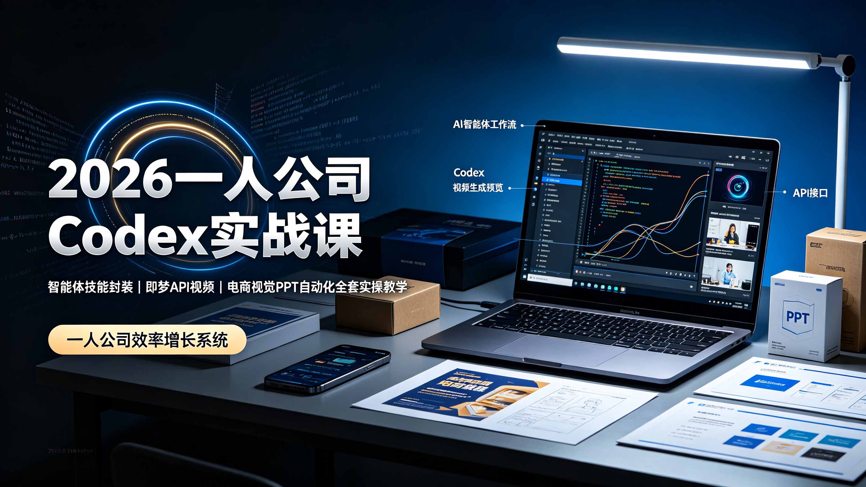 2026一人公司Codex实战课◆智能体技能封装｜即梦API视频｜电商视觉PPT自动化全套实操教学-智富思维学堂