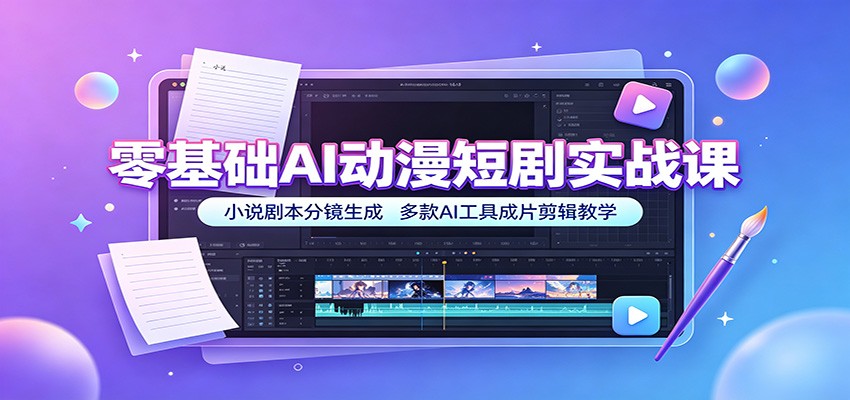 零基础AI动漫短剧实战课:小说剧本分镜生成,多款AI工具成片剪辑教学-智富思维学堂