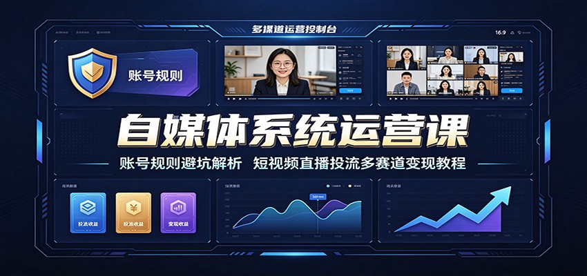 自媒体系统运营课：账号规则避坑解析，短视频直播投流多赛道变现教程-智富思维学堂