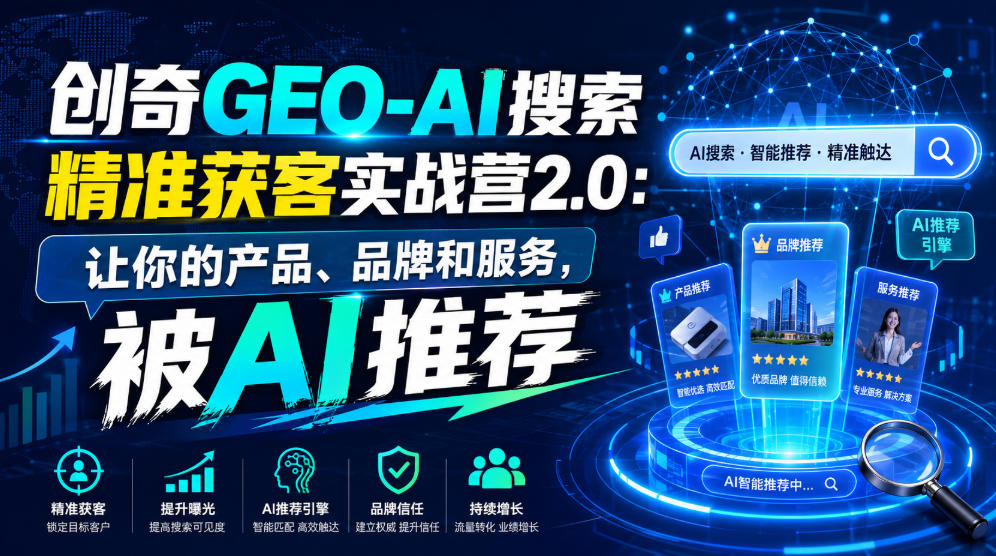 创奇GEO-AI搜索精准获客实战营2.0：让你的产品、品牌和服务，被AI推荐-智富思维学堂