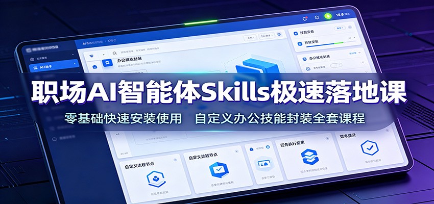 职场AI智能体Skills极速落地课：零基础快速安装使用，自定义办公技能封装全套课程-智富思维学堂