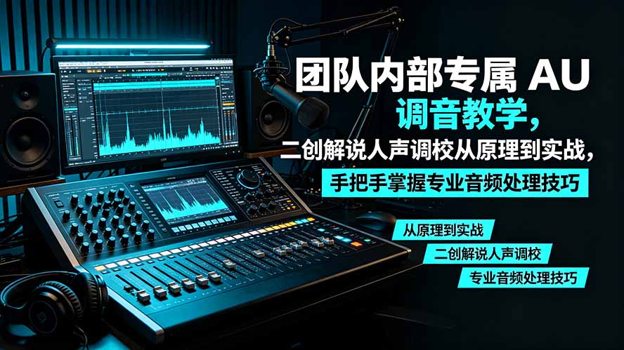 某大佬团队内部专属 AU 调音教学,二创解说人声调校从原理到实战,手把手掌握专业音频处理技巧-智富思维学堂