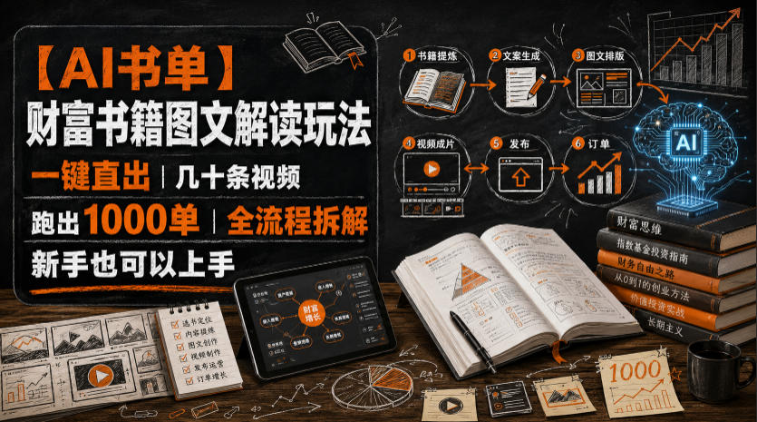 【AI书单】财富书籍图文解读玩法,一键直出,几十条视频,跑出1000单,全流程拆解,新手也可以上手-智富思维学堂
