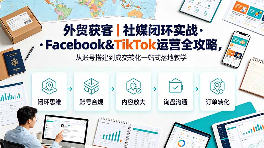 外贸获客｜社媒闭环实战·Facebook&TikTok运营全攻略，从账号搭建到成交转化一站式落地教学-智富思维学堂
