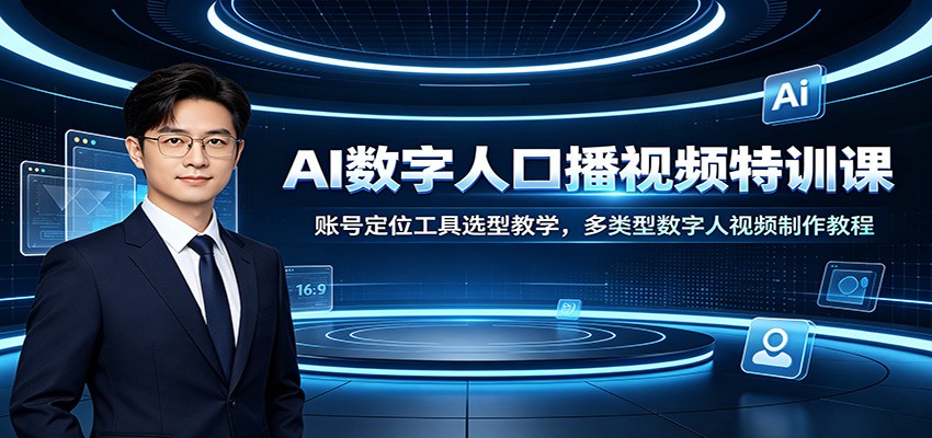 AI数字人口播视频特训课：账号定位工具选型教学，多类型数字人视频制作教程-智富思维学堂