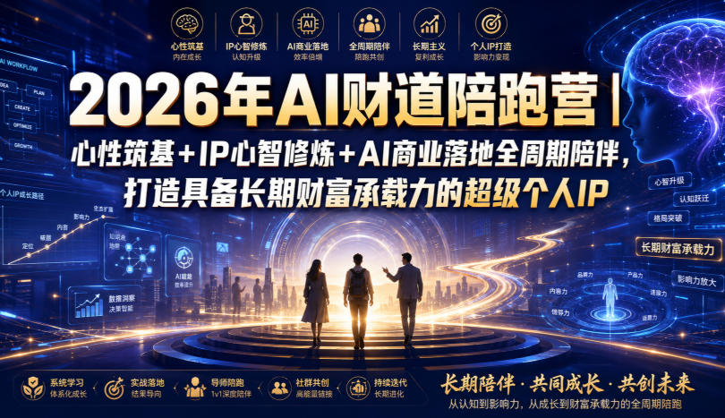 2026年AI财道陪跑营｜心性筑基+IP心智修炼+AI商业落地全周期陪伴，打造具备长期财富承载力的超级个人IP-智富思维学堂