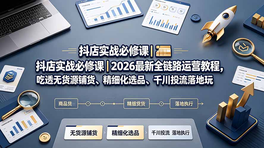 抖店实战必修课｜2026最新全链路运营教程，吃透无货源铺货、精细化选品、千川投流落地玩法-智富思维学堂