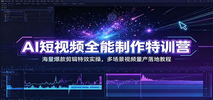 AI短视频全能制作特训营：海量爆款剪辑特效实操，多场景视频量产落地教程-智富思维学堂