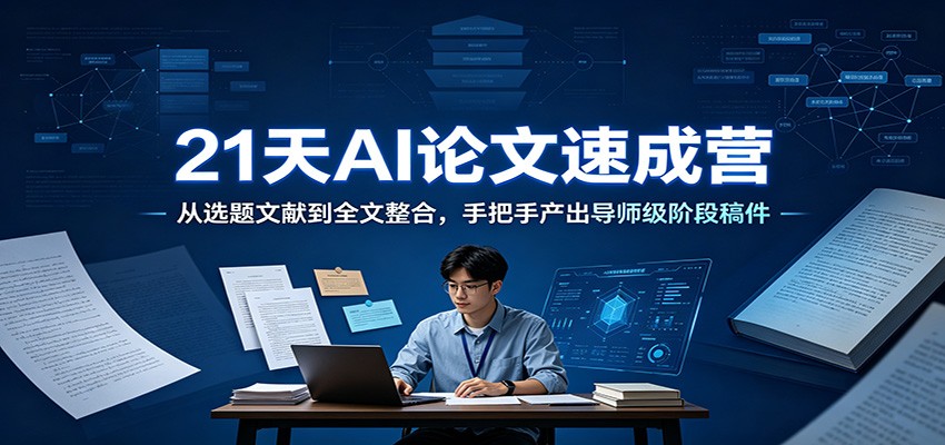 21天AI论文速成营：从选题文献到全文整合，手把手产出导师级阶段稿件-智富思维学堂