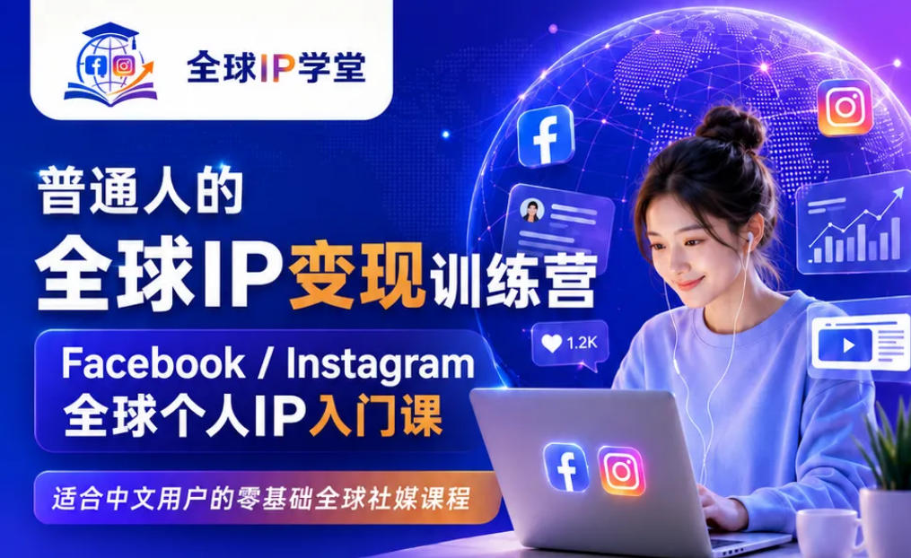 普通人的全球IP变现训练营，Facebook/Instagram全球个人IP入门课，零基础全球社媒课程-智富思维学堂