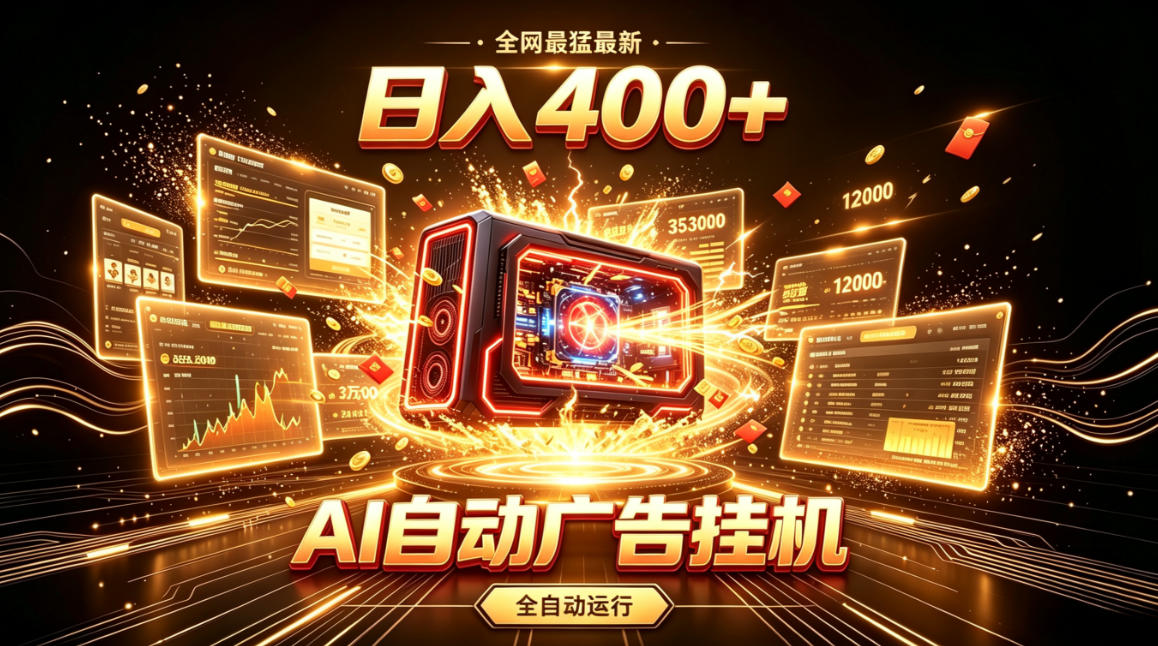 全网最猛最新的AI自动广告挂G,狠收益日入400+,真正做到躺賺式变现【揭秘】-智富思维学堂