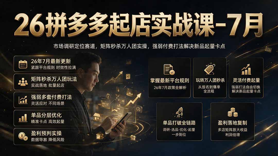 图片[2]-26拼多多起店实战课-7月｜市场调研定位赛道，矩阵秒杀万人团实操，强弱付费打法解决新品起量卡点-智富思维学堂