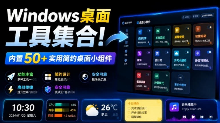 Windows桌面工具集合！内置50+实用简约桌面小组件，含截图、录屏、翻译、天气等，多秘工具箱-智富思维学堂