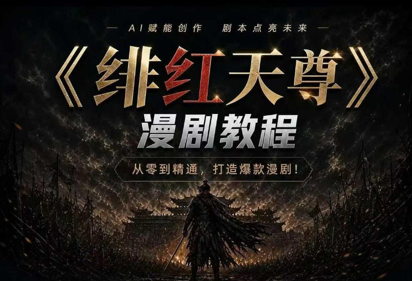 绯红天尊AI漫剧系统教程|从零入门到精通,工具运用+剧本创作+爆款逻辑+提示词素材+镜头剪辑,全套爆款漫剧落地实战课-智富思维学堂
