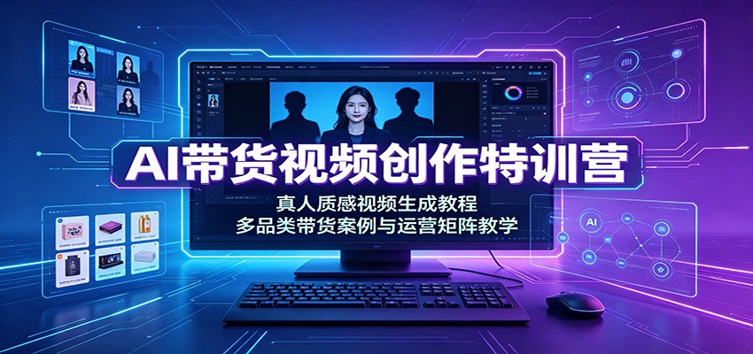 AI带货视频创作特训营：真人质感视频生成教程，多品类带货案例与运营矩阵教学-智富思维学堂