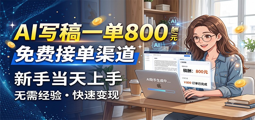 AI写稿一单800，免费接单渠道，一单一结几十到上千，新手当天上手-智富思维学堂