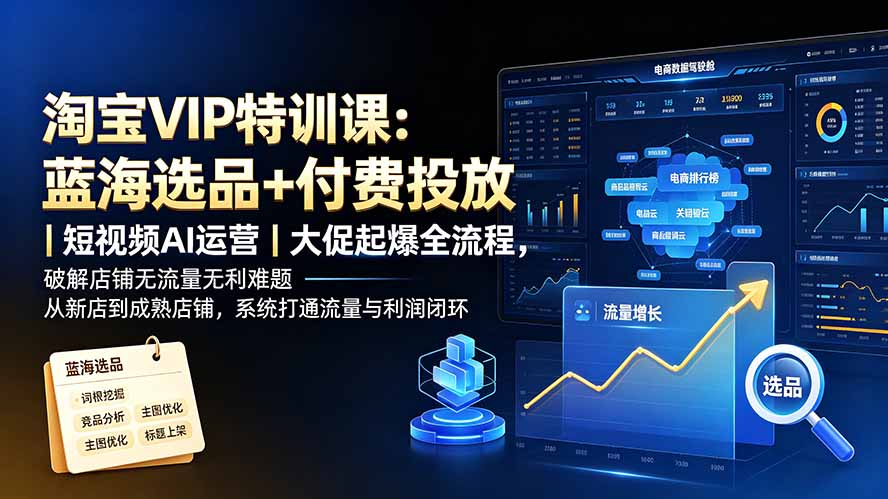 淘宝VIP特训课-更新:蓝海选品+付费投放|短视频AI运营|大促起爆全流程,破解店铺无流量无利润难题-智富思维学堂