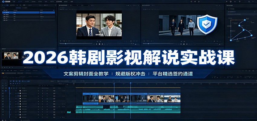 2026韩剧影视解说实战课：文案剪辑封面全教学，规避版权冲击平台精选签约通道-智富思维学堂
