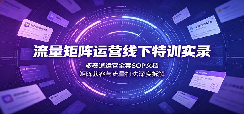 流量矩阵运营线下特训实录:多赛道运营全套SOP文档,矩阵获客与流量打法深度拆解-智富思维学堂