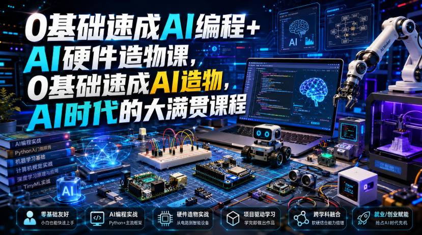 0基础速成AI编程+AI硬件造物课,0基础速成AI造物,AI时代的大满贯课程-智富思维学堂