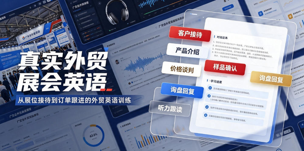 真实外贸展会英语，广交会外贸口语听力突击课程【音频】-智富思维学堂