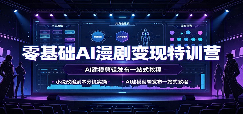 零基础AI漫剧变现特训营:小说改编剧本分镜实操,AI建模剪辑发布一站式教程-智富思维学堂