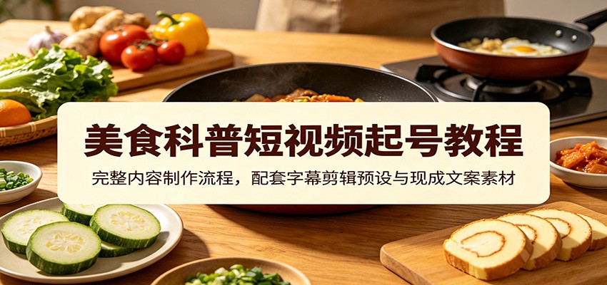 美食科普短视频起号教程：完整内容制作流程，配套字幕剪辑预设与现成文案素材-智富思维学堂