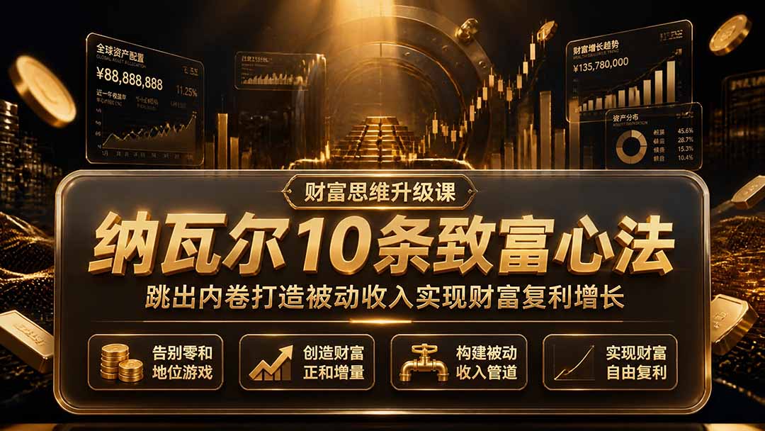 付费文章:纳瓦尔10条致富心法,跳出内卷打造被动收入实现财富复利增长-智富思维学堂