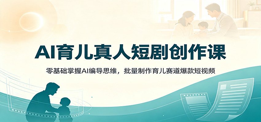 AI育儿真人短剧创作课：零基础掌握AI编导思维，批量制作育儿赛道爆款短视频-智富思维学堂