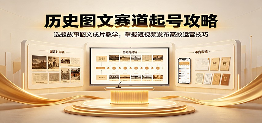 历史图文赛道起号攻略：选题故事图文成片教学，掌握短视频发布高效运营技巧-智富思维学堂