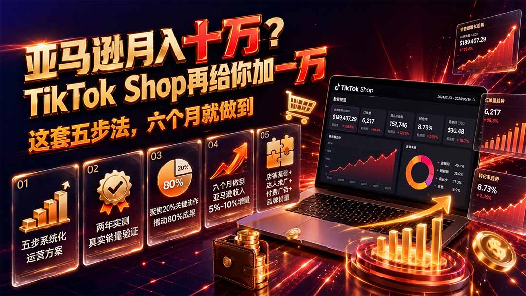 亚马逊月入十万?TikTok Shop再给你加一万——这套五步法,六个月就做到【原创双语字幕】-智富思维学堂