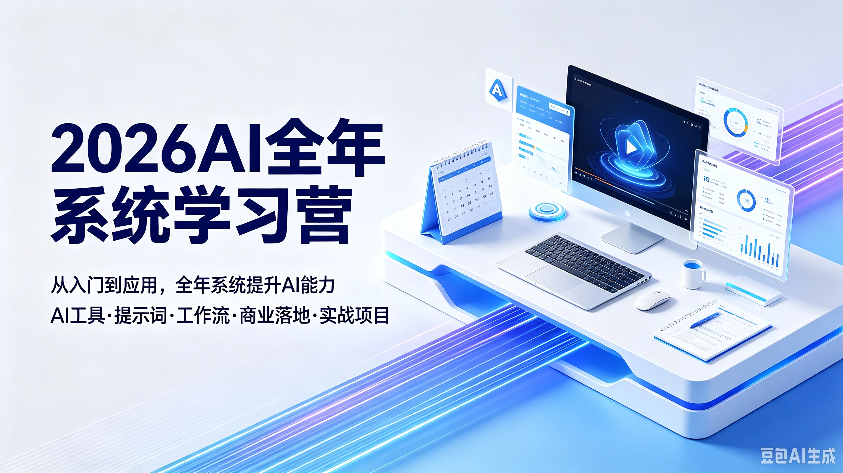 【精】2026AI全年系统学习营从入门到应用，全年系统提升AI能力AI工具·提示词·工作流·商业落地·实战项目-智富思维学堂