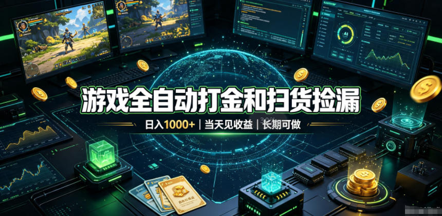 游戏全自动打金和扫货捡漏,日入1k+,当天见收益,长期可做!【揭秘】-智富思维学堂