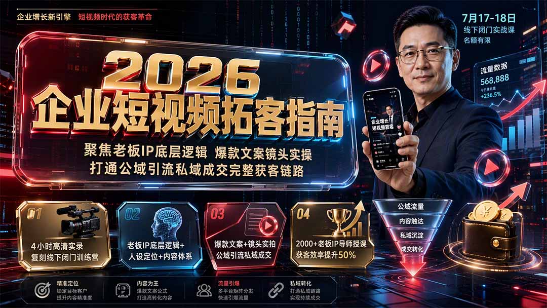 图片[2]-2026企业短视频拓客指南：聚焦老板IP底层逻辑，爆款文案镜头实操，打通公域引流私域成交完整获客链路-智富思维学堂
