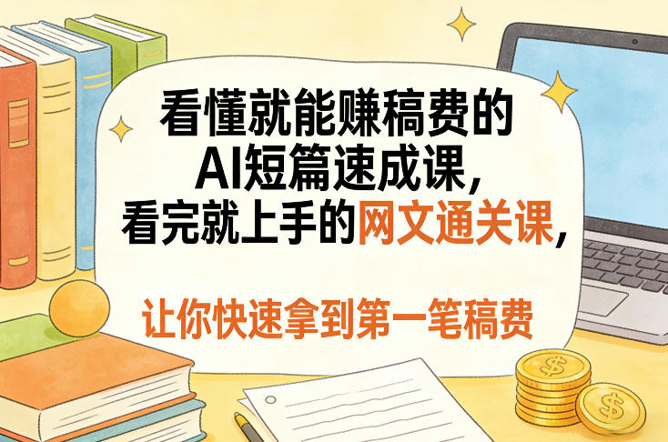 看懂就能賺稿费的AI短篇速成课,看完就上手的网文通关课,让你快速拿到第一笔稿费(更新8月)-智富思维学堂