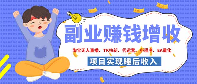 2026年多个真实落地副业项目,手把手带你搭建被动收入管道(淘宝无人直播、海外TK拉新...-智富思维学堂