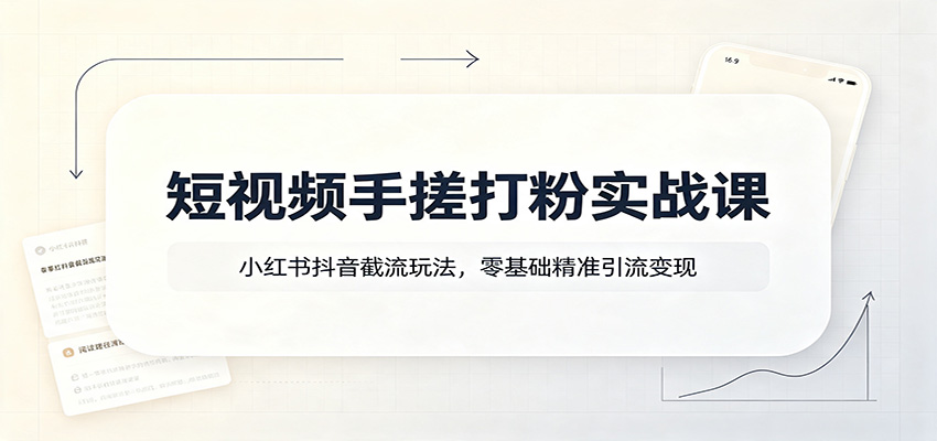 短视频手搓打粉实战课：小红书抖音截流玩法，零基础精准引流变现-智富思维学堂