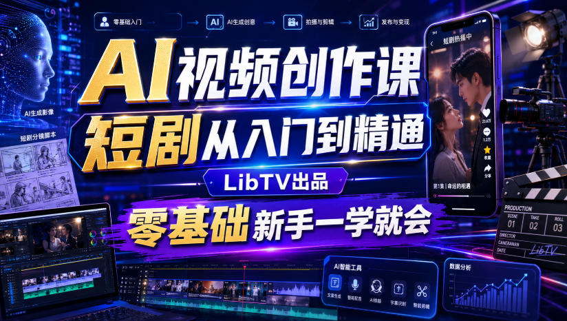 AI视频创作课，短剧从入门到精通，LibTV出品，零基础新手一学就会-智富思维学堂