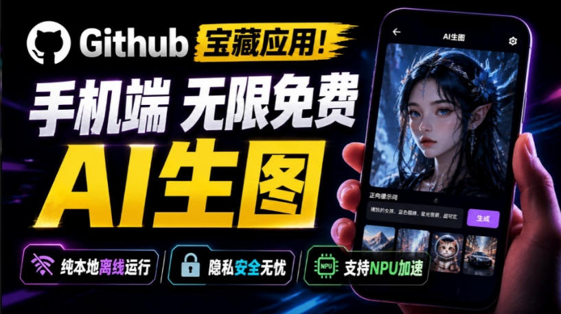 Github宝藏应用！手机端无限免费AI生图，纯本地离线运行，支持NPU加速斩获3.1k stars，local-dream-智富思维学堂