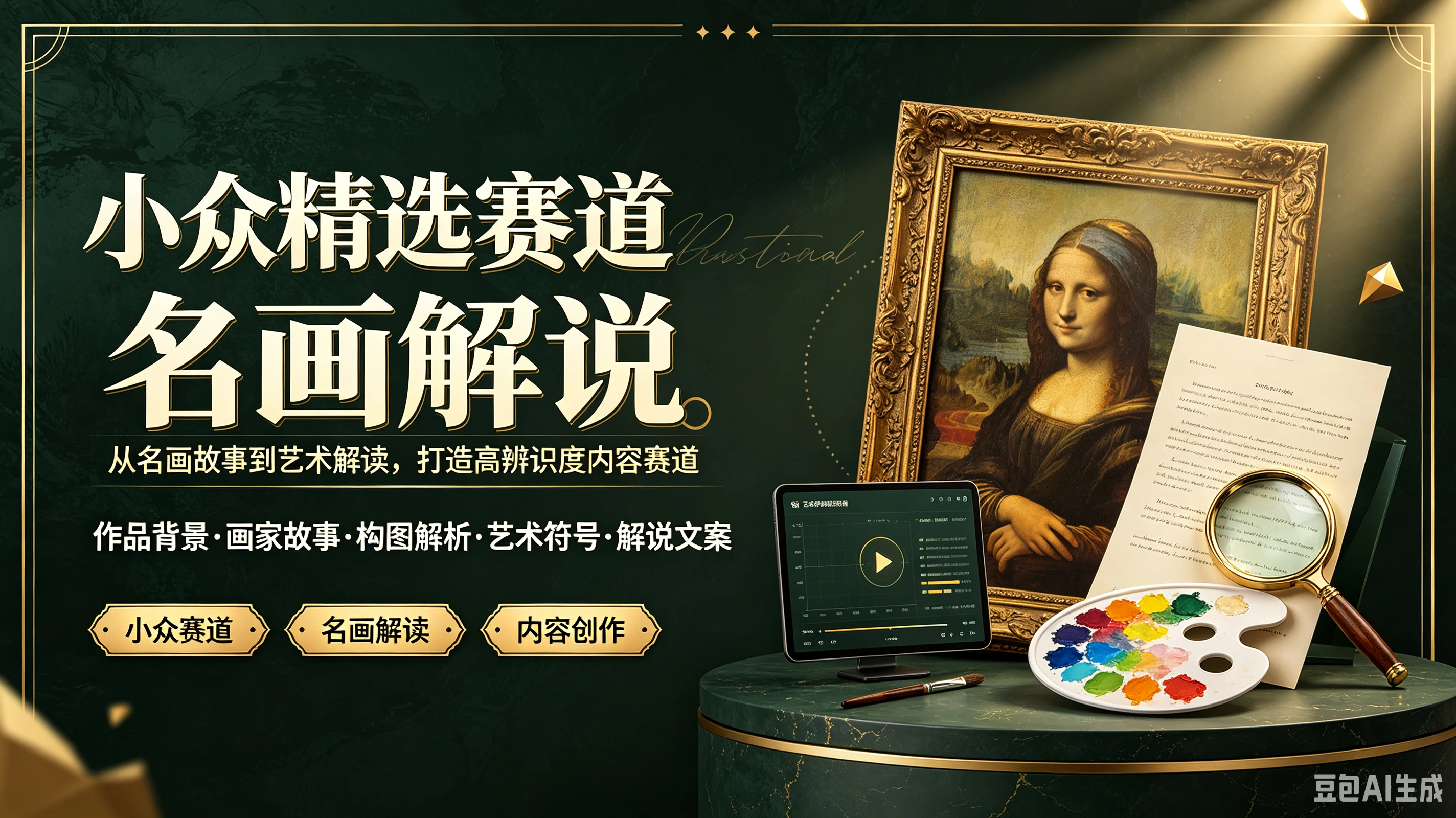 【精】小众精选赛道名画解说,从名画故事到艺术解读,打造高辨识度内容赛道,作品背景、画家故事、构图解析、艺术符号、解说文案-智富思维学堂