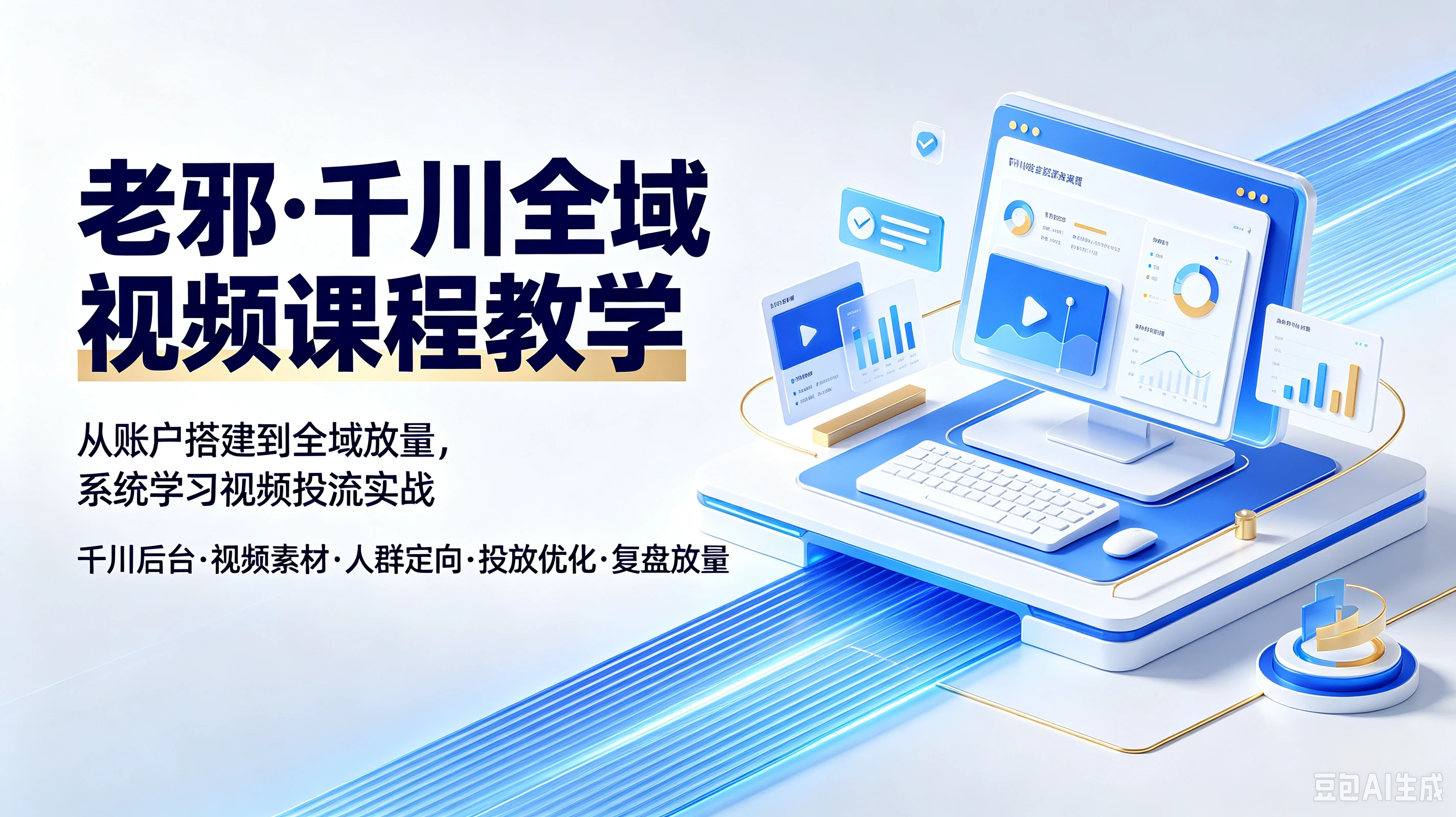 【精】老邪·千川全域视频课程教学,从账户搭建到全域放量,系统学习视频投流实战,千川后台、视频素材、人群定向、投放优化、复盘放量-智富思维学堂