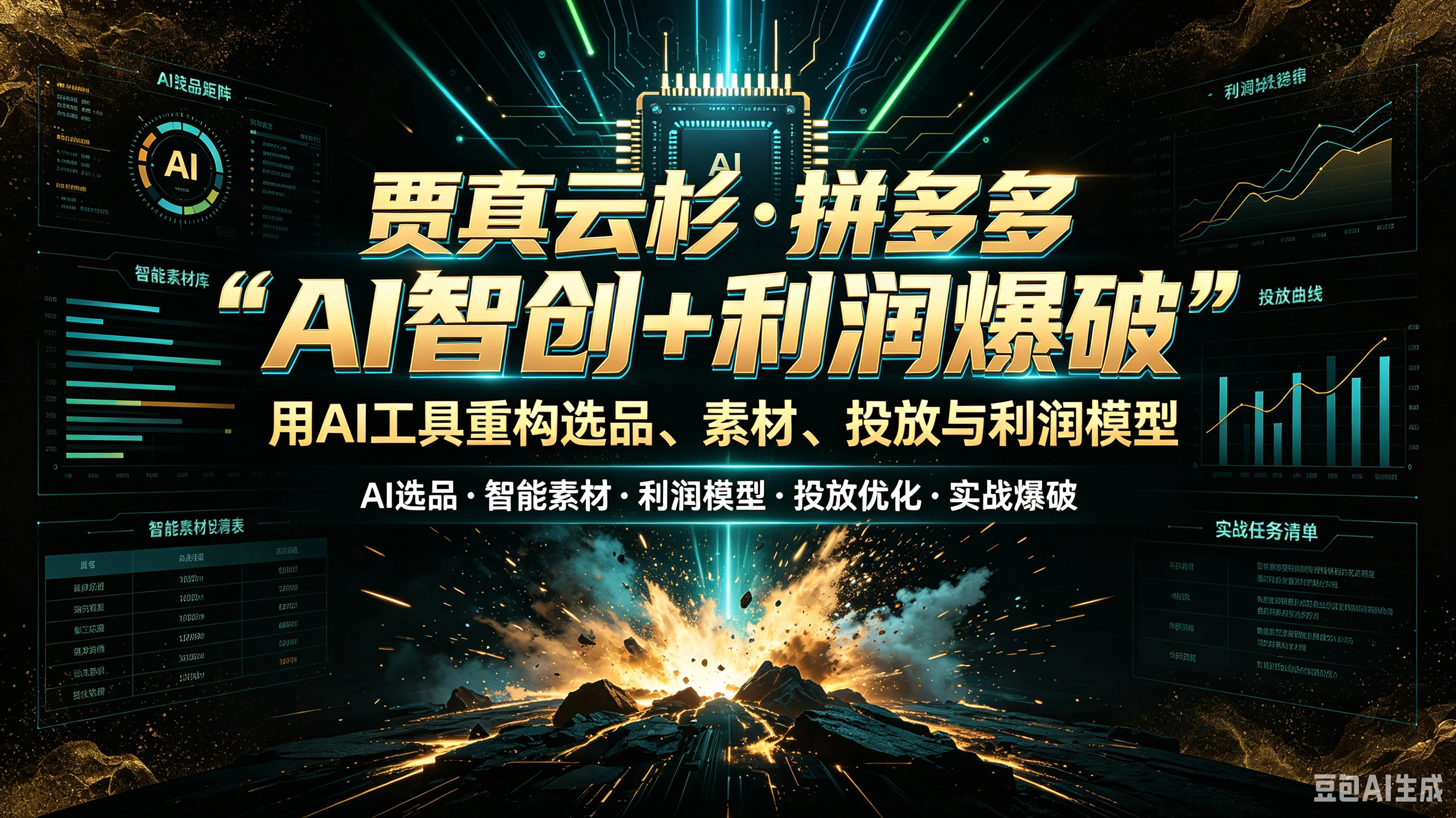 【精】Guho贾真云杉·拼多多“AI智创+利润爆破”用AI工具重构选品、素材、投放与利润模型-智富思维学堂