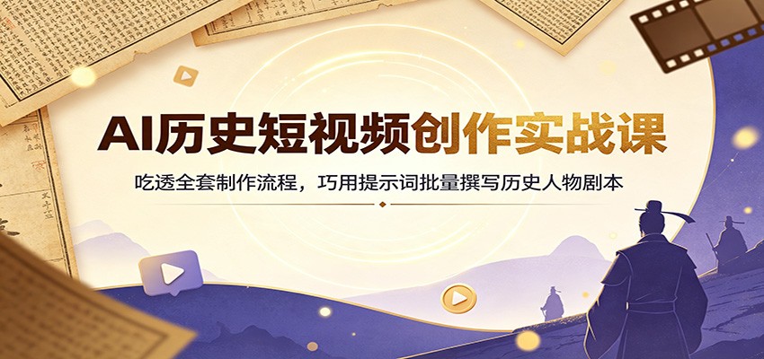AI历史短视频创作实战课：吃透全套制作流程，巧用提示词批量撰写历史人物剧本-智富思维学堂