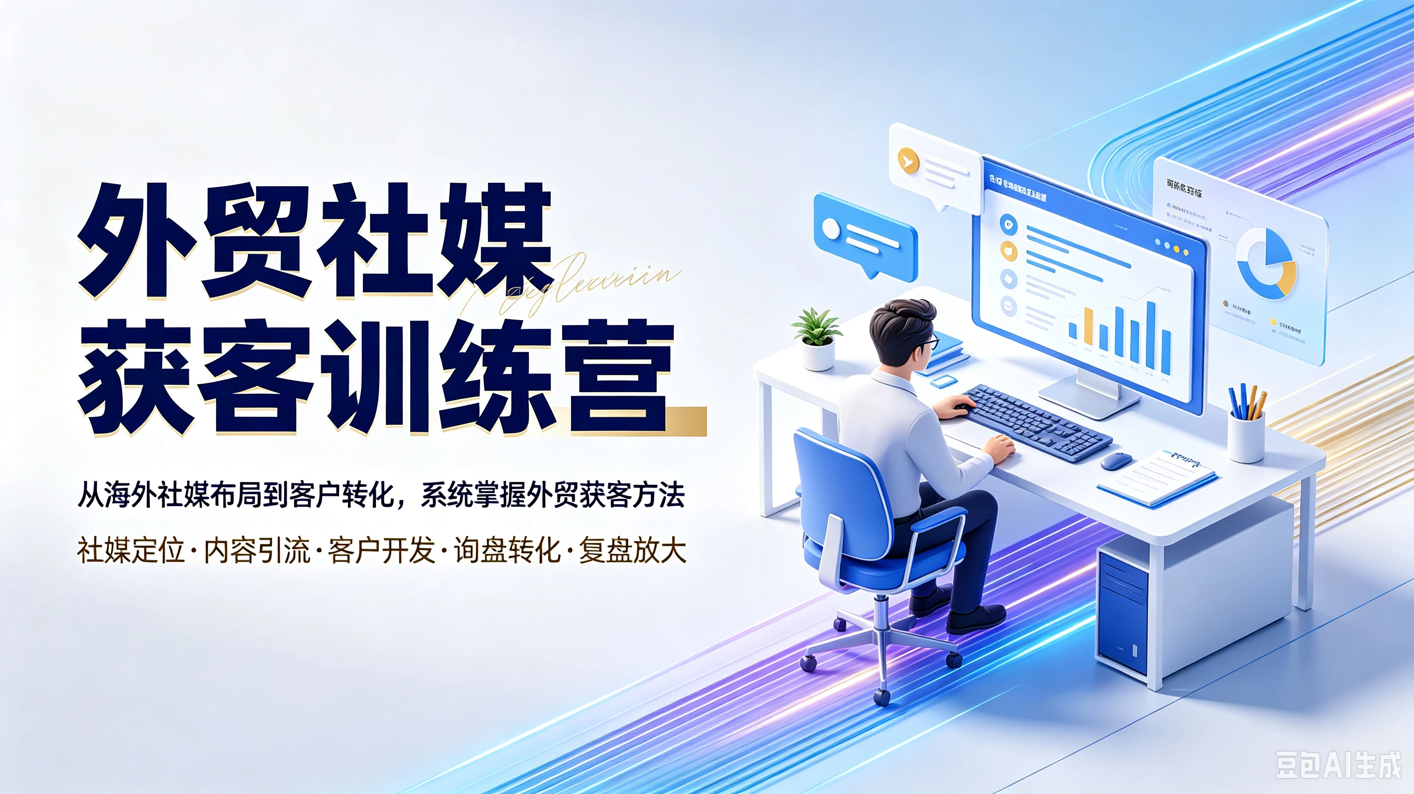【精】外贸社媒获客训练营，从海外社媒布局到客户转化，系统掌握外贸获客方法，社媒定位、内容引流、客户开发、询盘转化、复盘放大-智富思维学堂