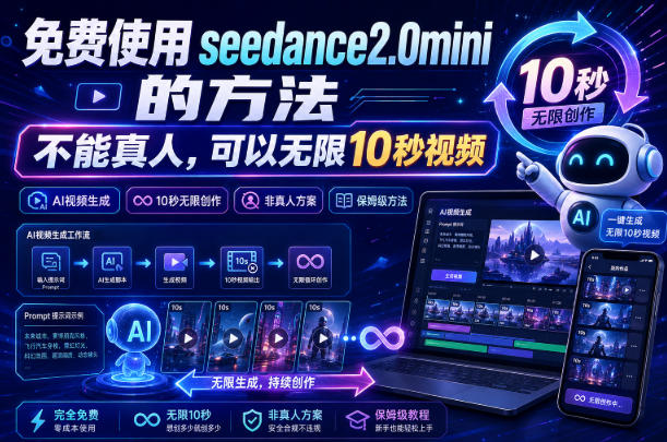 免费使用seedance2.0mini的方法，不能真人，可以无限10秒视频，9图+3音频参考-智富思维学堂